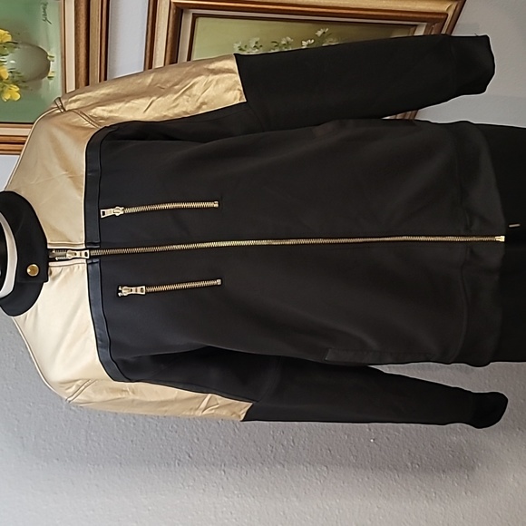 INC black and metallic gold track suit pants and jacket size large - Picture 2 of 16